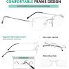 imageEyekepper Frameless Reading Glasses for Men Reading  Rectangle Rimless Reader Eyeglasses Black 225Silver