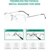 imageEyekepper Frameless Reading Glasses for Men Reading  Rectangle Rimless Reader Eyeglasses Black 225Silver