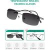 imageEyekepper Titanium Rimless Reading Glasses Readers Men SilverLens Width 51mmgrey Lens