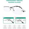 imageEyekepper Titanium Rimless Reading Glasses Readers Men SilverLens Width 51mmgunmetal