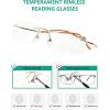 imageEyekepper Titanium Rimless Reading Glasses Readers Men Women Gunmetal 15Lens Width 55mmgold