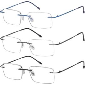 imageEyekepper Frameless Reading Glasses for Men Reading  Rectangle Rimless Reader Eyeglasses Black 2253pack Mix1