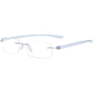 imageEyekepper Reader Small Lens Rimless Reading Glasses Men WomenBlue Arm