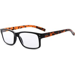 imageEyekepper Spring Hinges Vintage Reading Glasses Men with Case Grey Lens Sunshine ReadersDemi Arm