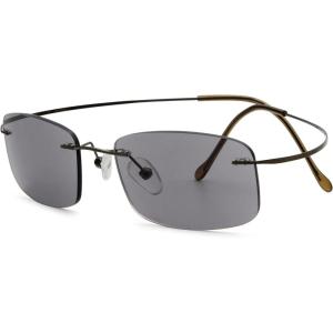 imageEyekepper Titanium Rimless Reading Glasses Readers Men Women Gunmetal 225Lens Width 51mmgrey Lens