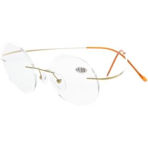imageEyekepper Titanium Rimless Round Reading Glasses Circle Readers For MenGold