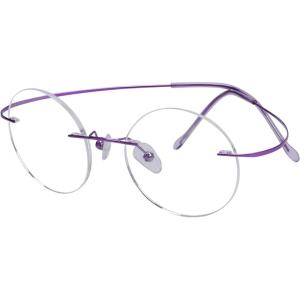 imageEyekepper Titanium Rimless Round Reading Glasses Circle Readers For MenPurple