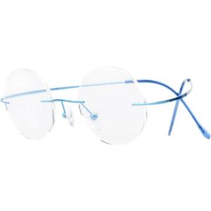 imageEyekepper Titanium Rimless Round Reading Glasses Circle Readers Silver 43Blue