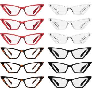 imageEyekepper 4pack Bifocal Reading Glasses Women Cat Eye Oversized Bifocal Readers12 Pack Mix  Br2131