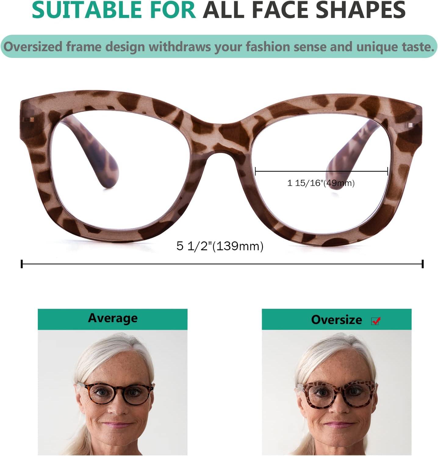 imageEyekepper 4 Pack Reading Glasses Oversized Blue Light Filter Glasses Women Readers 1505 Pairs Mix