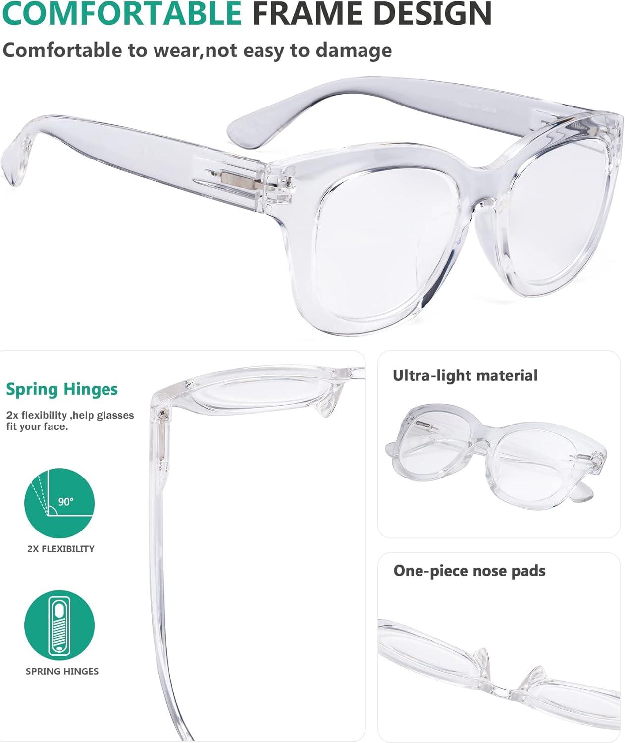 imageEyekepper 4 Pack Reading Glasses Oversized Blue Light Filter Glasses Women Readers 1505 Pairs Mix