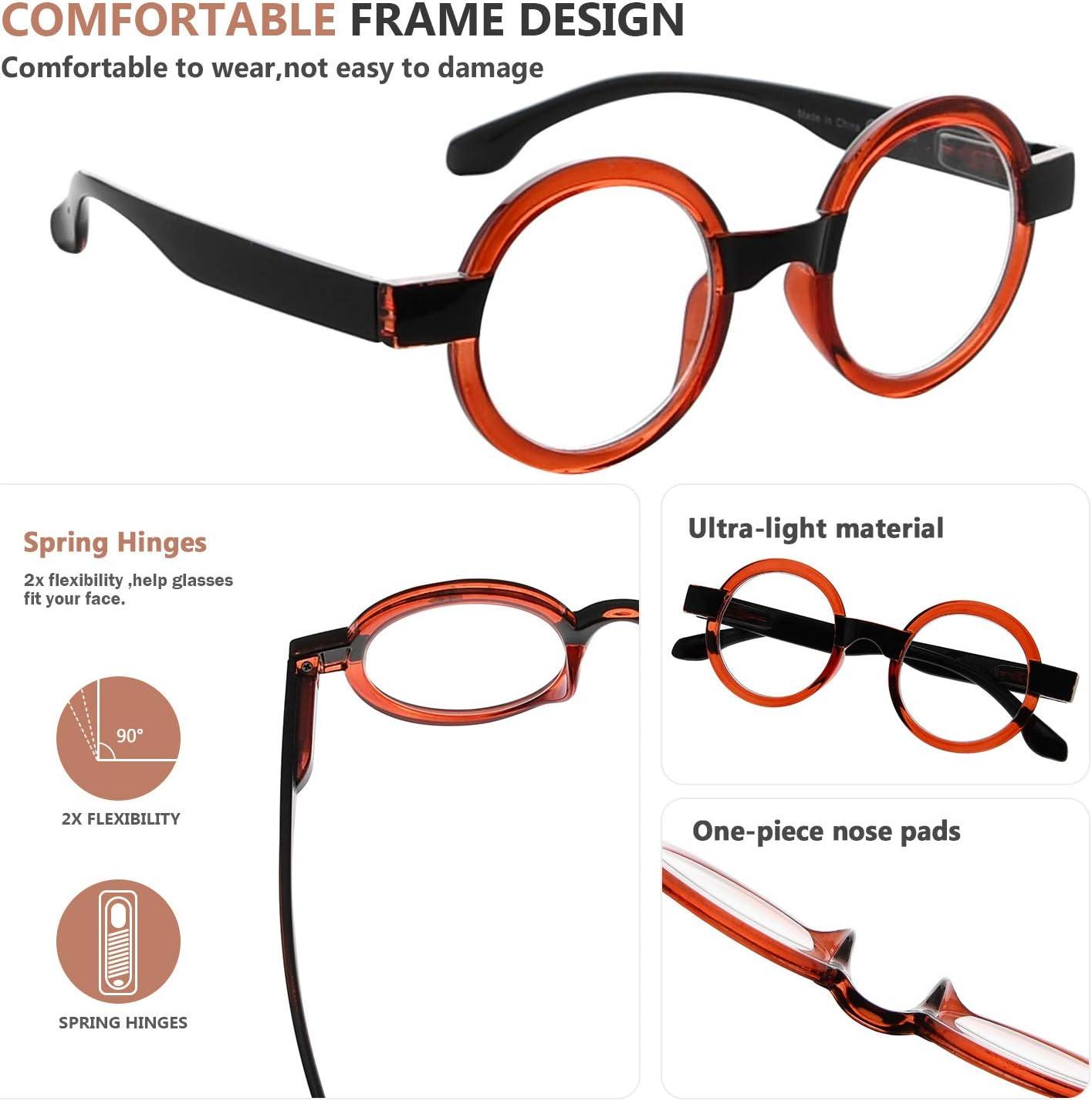 imageEyekepper 4 Pack Round Blue Light Blocking Reading Glasses for Women Computer Readers 150C4pcsmix