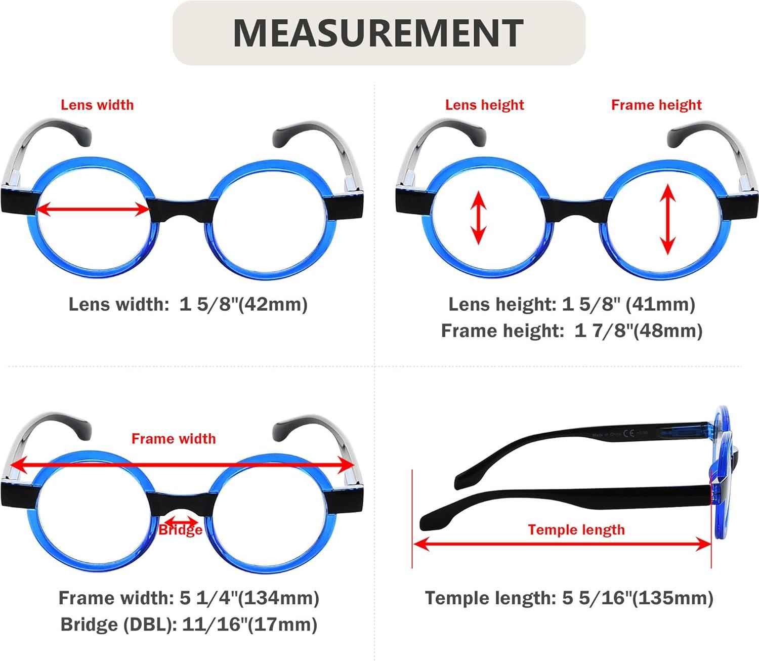 imageEyekepper 4 Pack Round Blue Light Blocking Reading Glasses for Women Computer Readers 150C4pcsmix