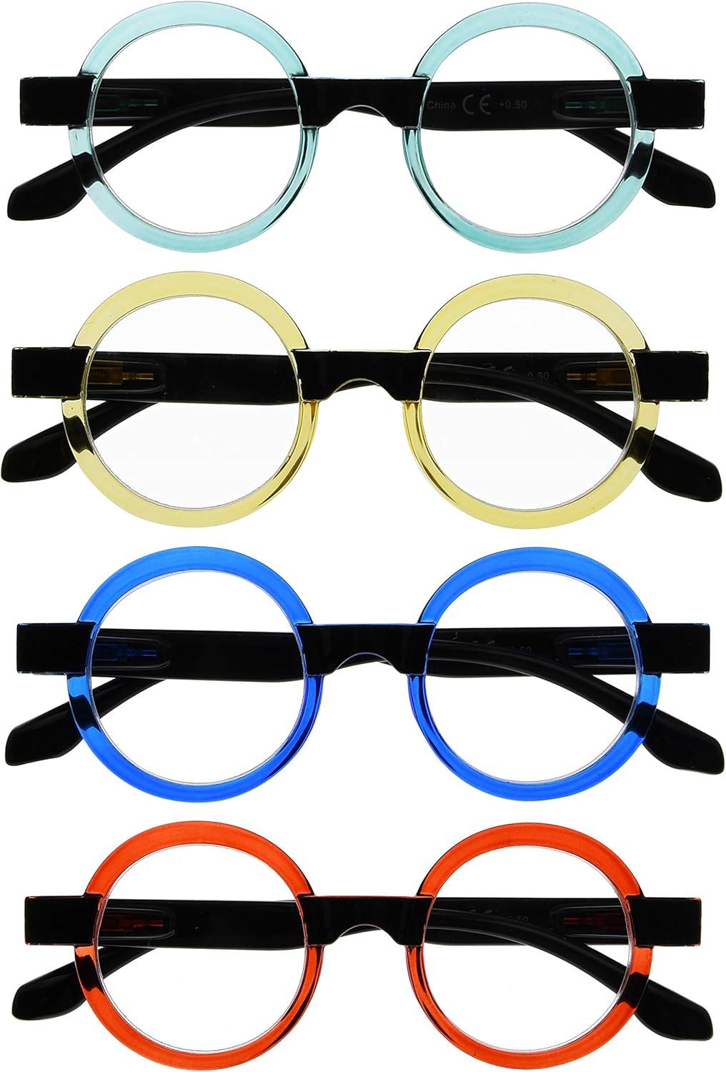 imageEyekepper 4 Pack Round Blue Light Blocking Reading Glasses for Women Computer Readers 150C4pcsmix