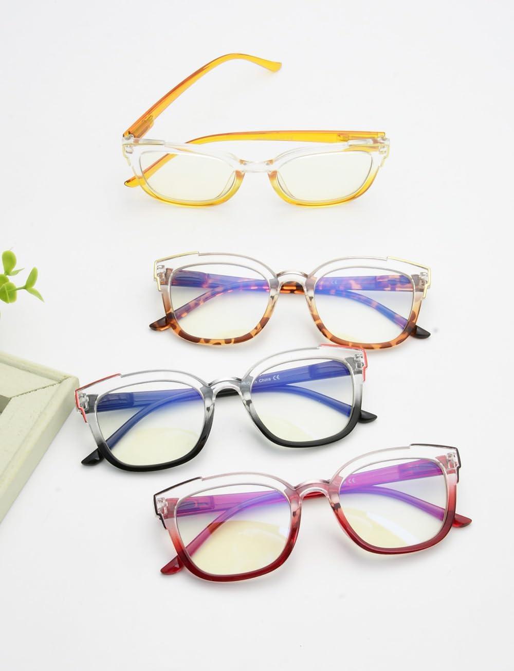 imageEyekepper 4pack Reading Glasses Blue Light Blocking Two Tone Women Readers 15Blue Light Blocking Reading Glasses