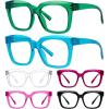 imageEyekepper 4 Pack Reading Glasses Oversized Blue Light Filter Glasses Women Readers 1506 Pack Mix Color