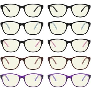 imageEyekepper 4 Pack Blue Light Filter Glasses Retro Small Lens Computer Reading Glasses10 Pack Mix Color  Cga0061