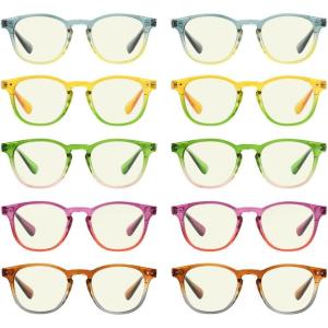 imageEyekepper 4 Pack Blue Light Filter Glasses Retro Small Lens Computer Reading Glasses10 Pack Mix Color  Uvr144