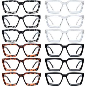 imageEyekepper 4 Pack Reading Glasses Blue Light Blocking Large Frame Computer Readers 15012 Pack Mix  R2003