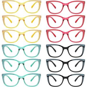 imageEyekepper 4 Pack Reading Glasses Blue Light Blocking Large Frame Computer Readers 15012 Pack Mix  R2030