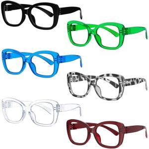 imageEyekepper 4 Pack Reading Glasses Blue Light Blocking Oversized Computer Readers Women 156 Pack Mix Color