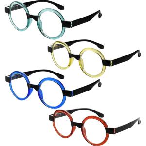imageEyekepper 4 Pack Round Blue Light Blocking Reading Glasses for Women Computer Readers 150C4pcsmix