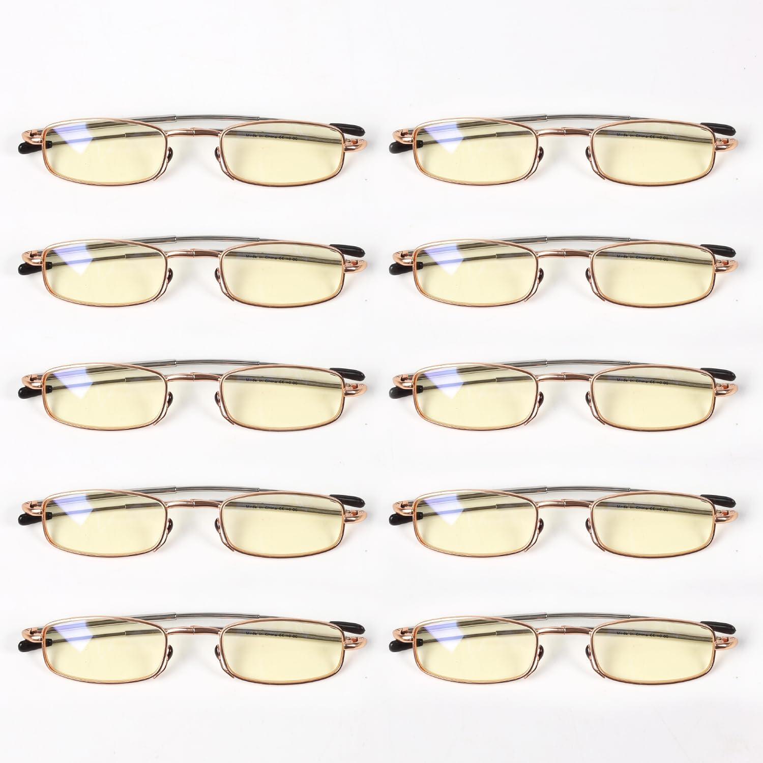 imageEyekepper 10 Pack Blue Light Reading Glasses with Telescopic Arms Folding Computer Readers 10010 Pack Mix  Cg15080