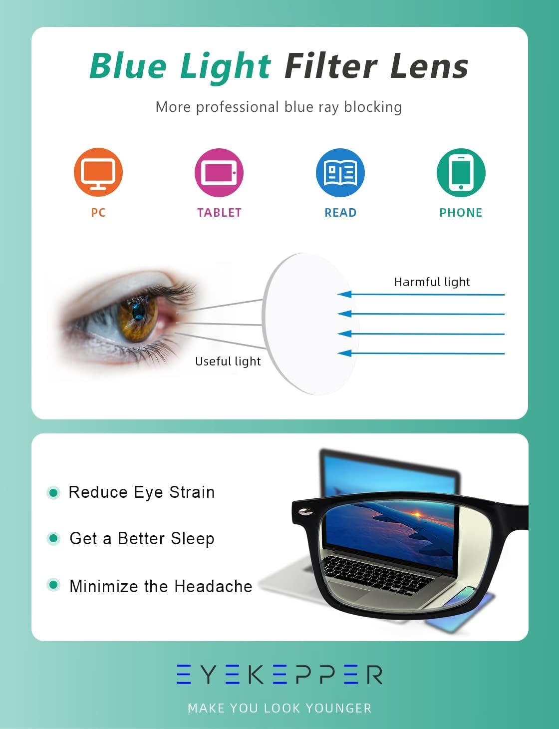 imageEyekepper 2 Pack Anti Blue Light Glasses for Men Blue Light Blocking Glasses for Computer Eyestrain Black2 Black