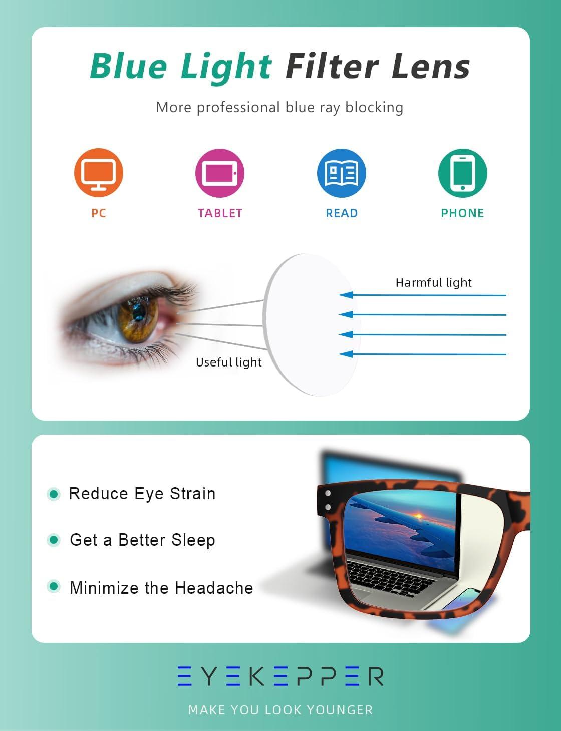 imageEyekepper 2 Pack Anti Blue Light Glasses for Men Blue Light Blocking Glasses for Computer Eyestrain BlackStortoise