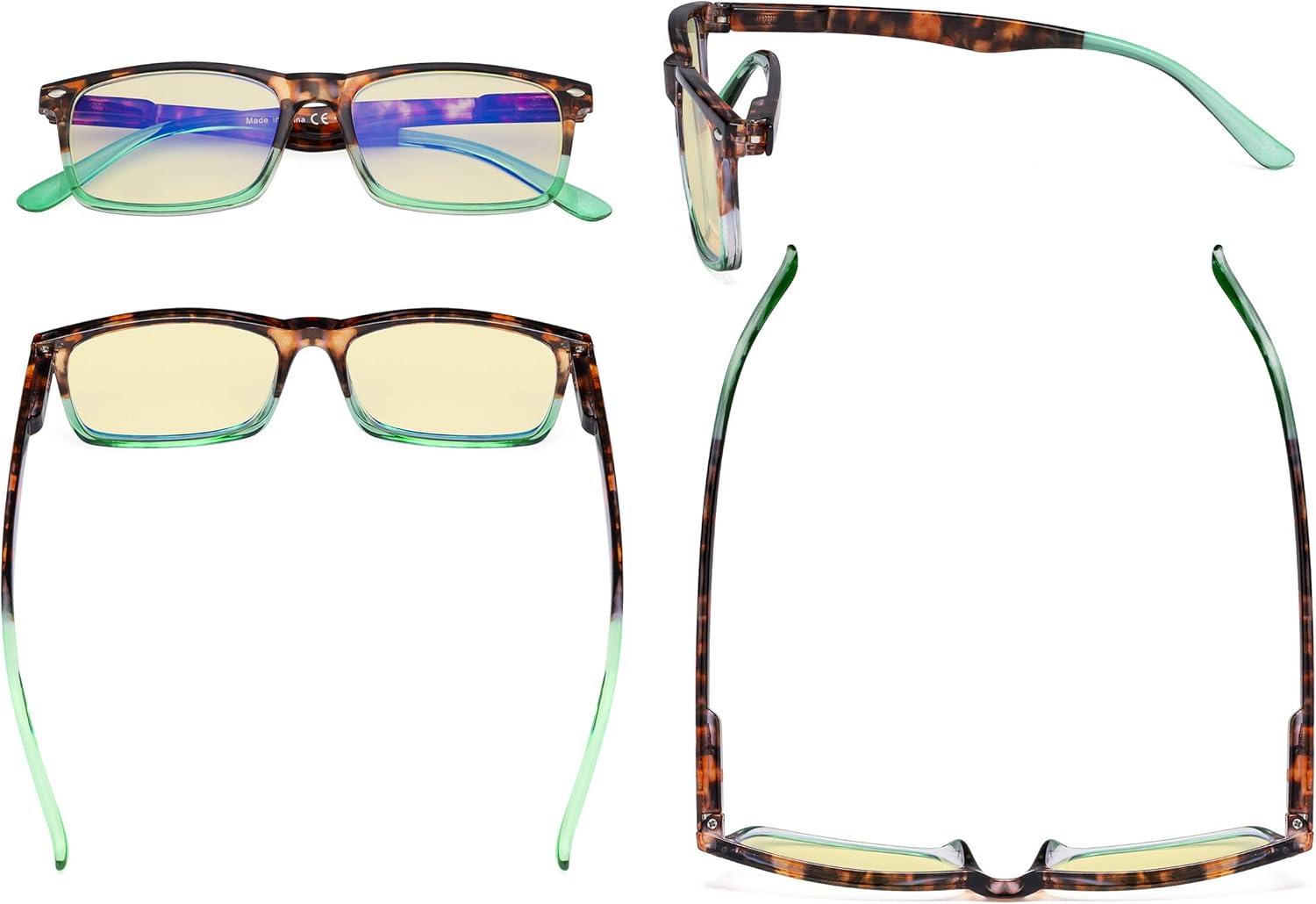 imageEyekepper 2 Pack Anti Blue Light Glasses for Men Blue Light Blocking Glasses for Computer Eyestrain BlackTortoisegreen Framebb60 Lens