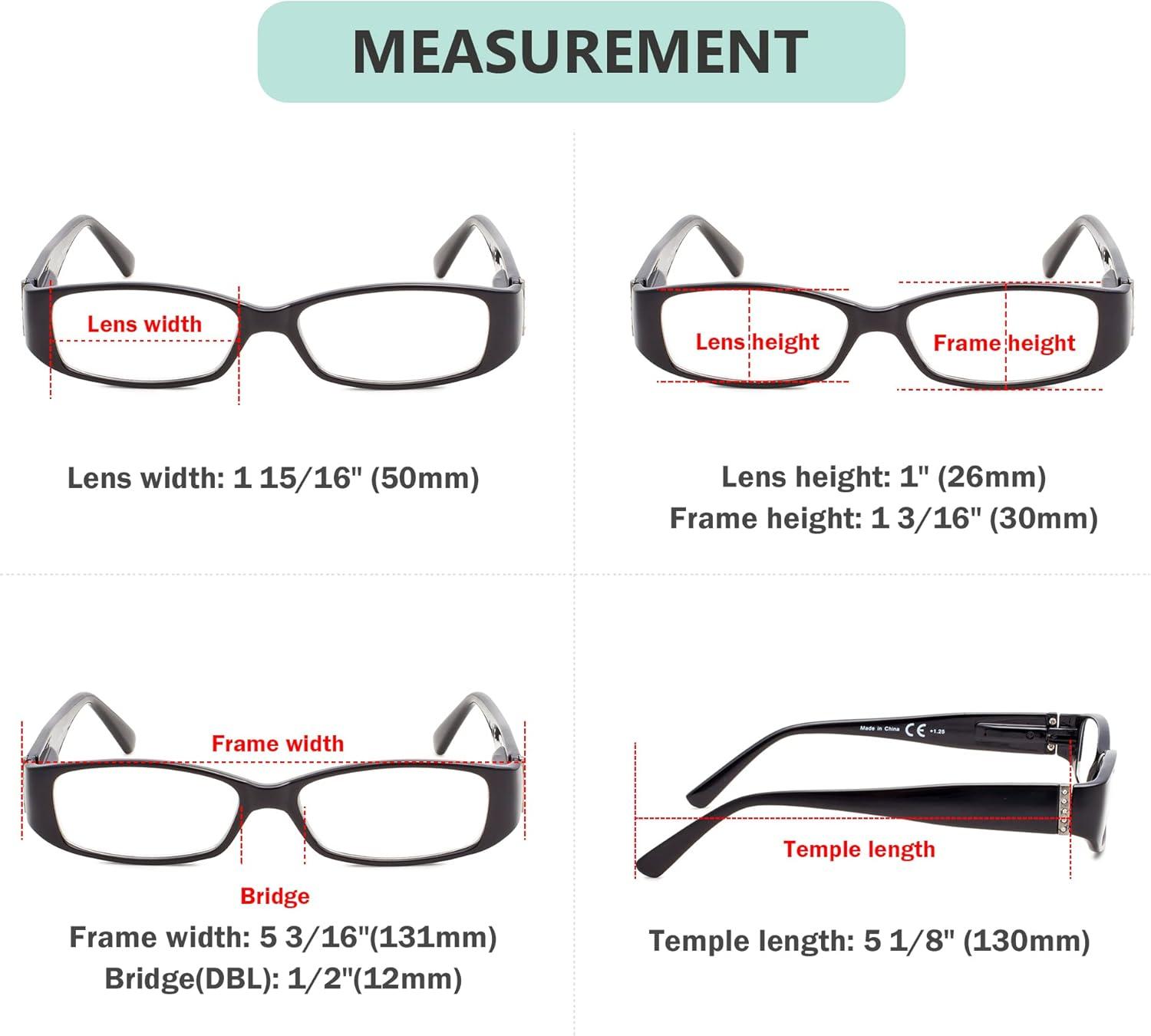 imageEyekepper 4 Pack Blue Light Blocking Readers Women Crystal Computer Reading Glasses 1505pcmix