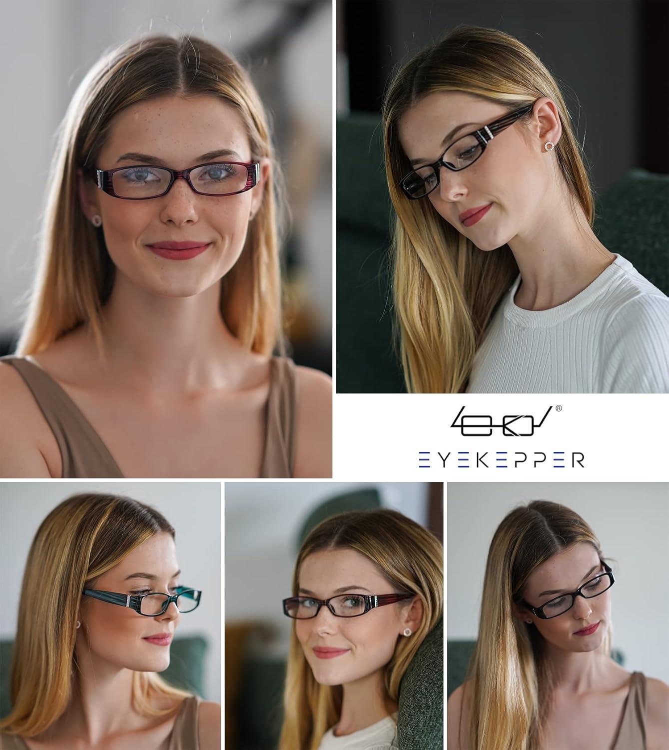 imageEyekepper 4 Pack Blue Light Blocking Readers Women Crystal Computer Reading Glasses 1505pcmix