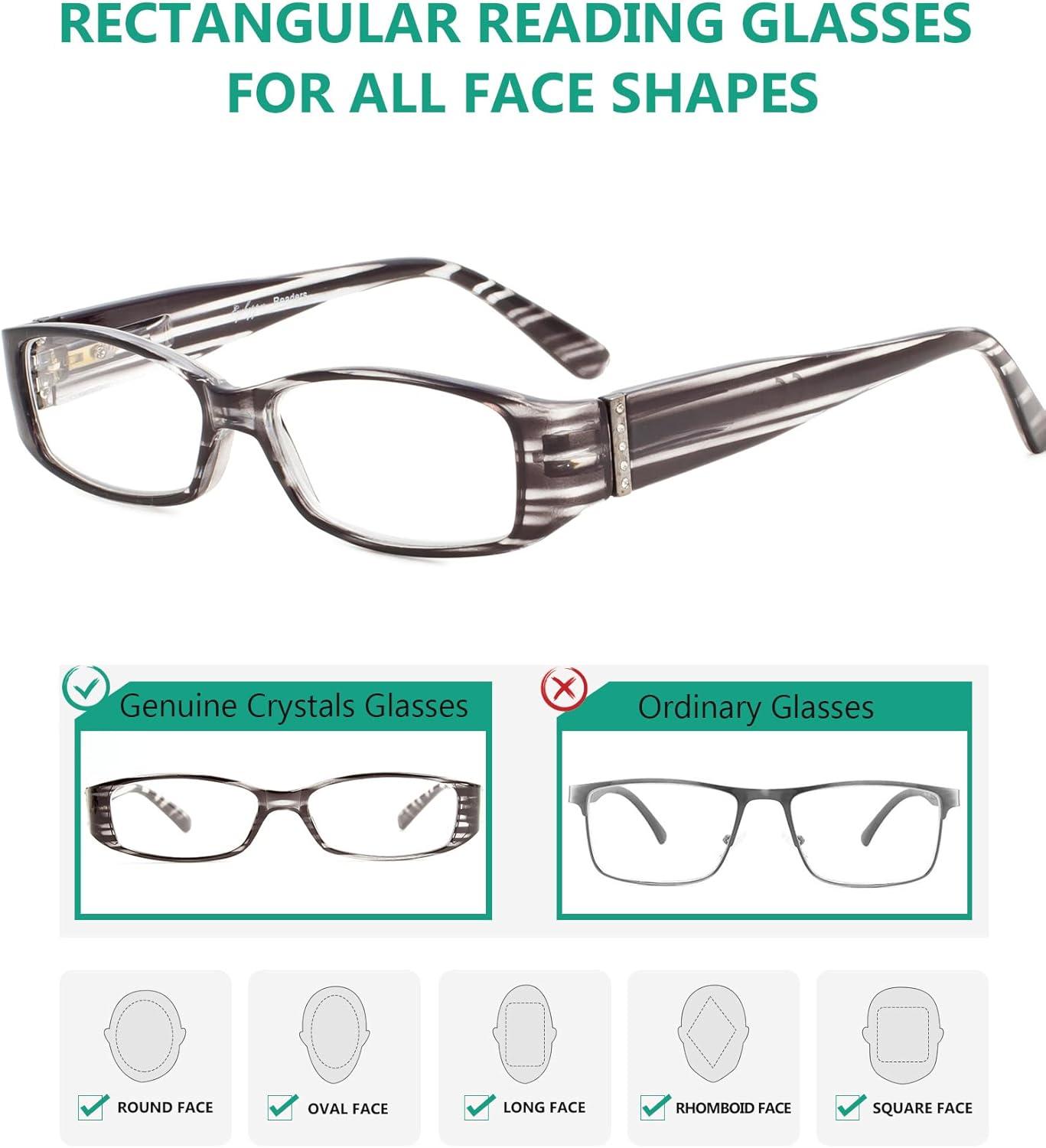 imageEyekepper 4 Pack Blue Light Blocking Readers Women Crystal Computer Reading Glasses 1505pcmix