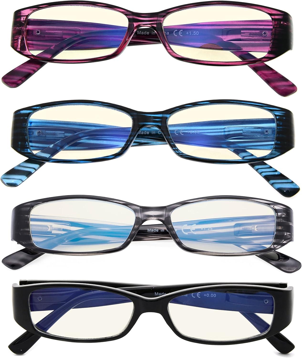 imageEyekepper 4 Pack Blue Light Blocking Readers Women Crystal Computer Reading Glasses 150Blue Light Blockingb404 Pairs