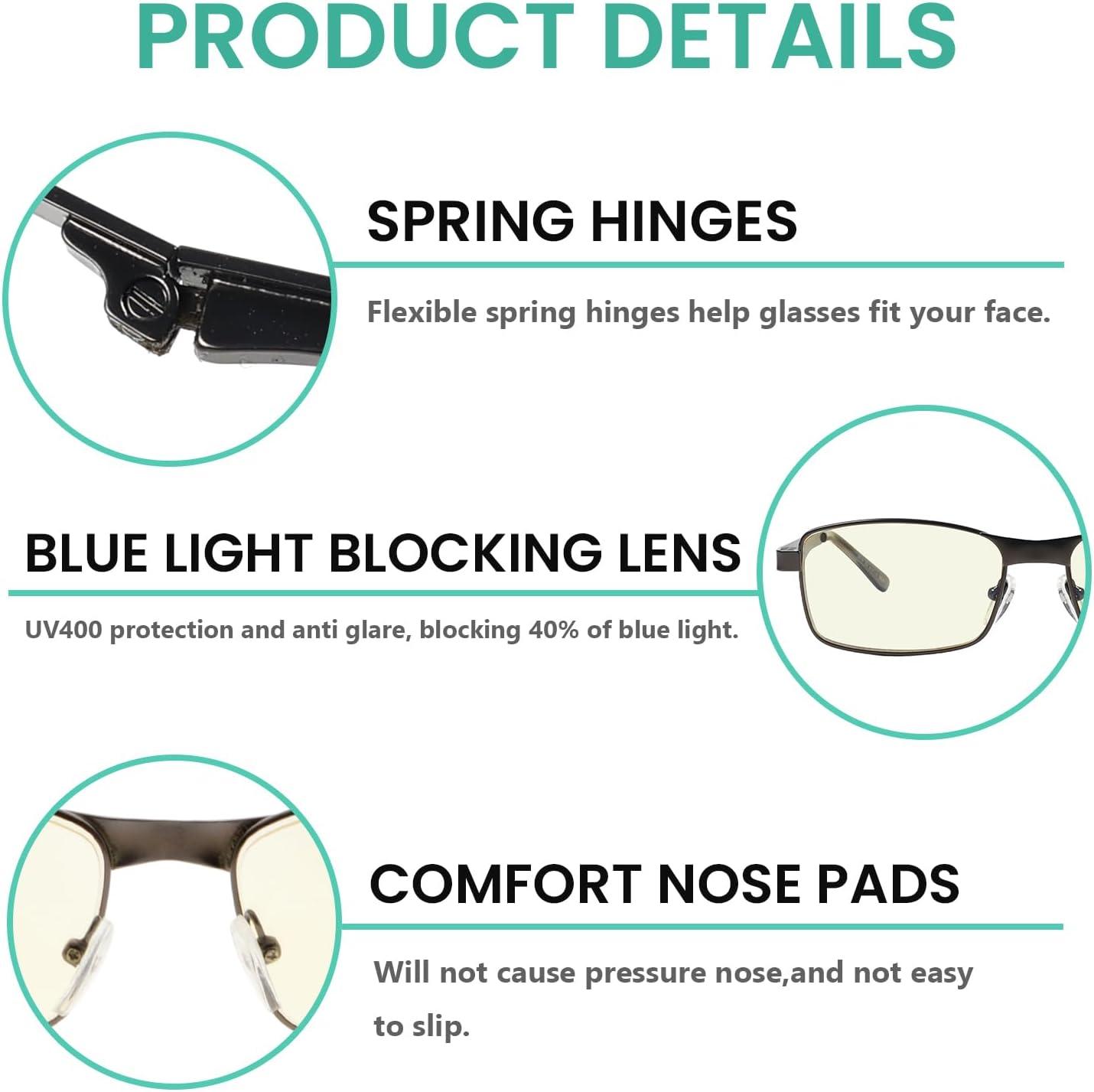 imageEyekepper 4 Pack Reading Glasses Blue Light Blocking Memory Titanium Bridge Computer Readers10 Pack Gunmetal  Cg15016