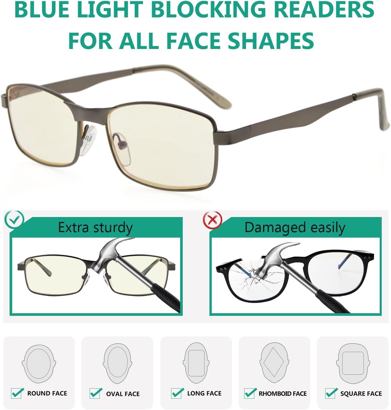 imageEyekepper 4 Pack Reading Glasses Blue Light Blocking Memory Titanium Bridge Computer Readers10 Pack Gunmetal  Cg15016