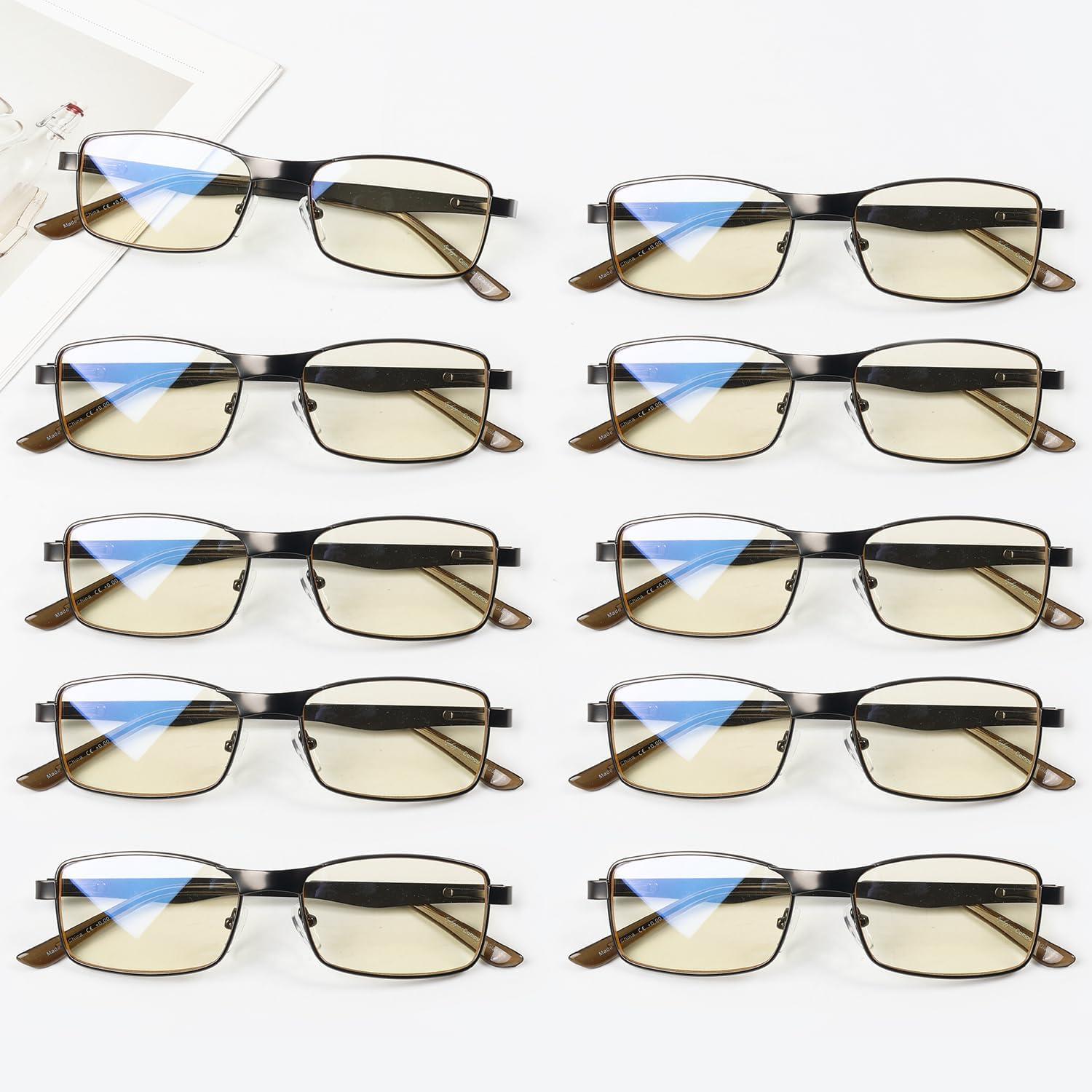 imageEyekepper 4 Pack Reading Glasses Blue Light Blocking Memory Titanium Bridge Computer Readers10 Pack Gunmetal  Cg15016