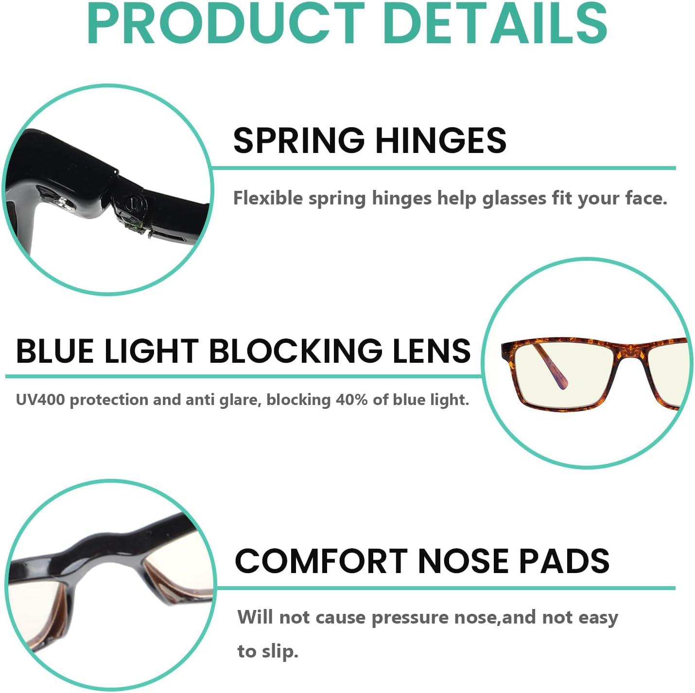 imageEyekepper 4 Pack Reading Glasses Blue Light Blocking Memory Titanium Bridge Computer Readers10 Pack Mix  Cgtr008