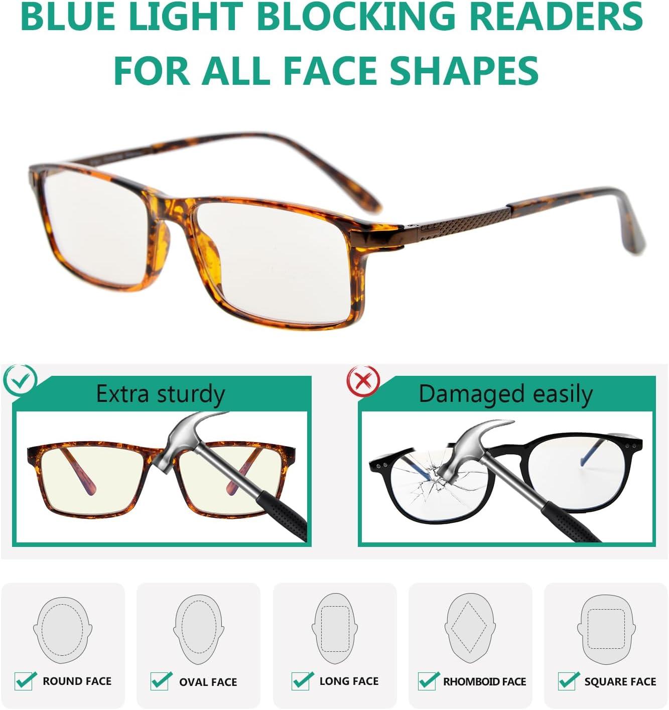 imageEyekepper 4 Pack Reading Glasses Blue Light Blocking Memory Titanium Bridge Computer Readers10 Pack Mix  Cgtr008