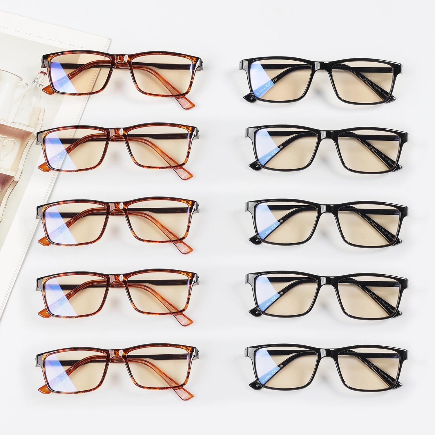 imageEyekepper 4 Pack Reading Glasses Blue Light Blocking Memory Titanium Bridge Computer Readers10 Pack Mix  Cgtr008