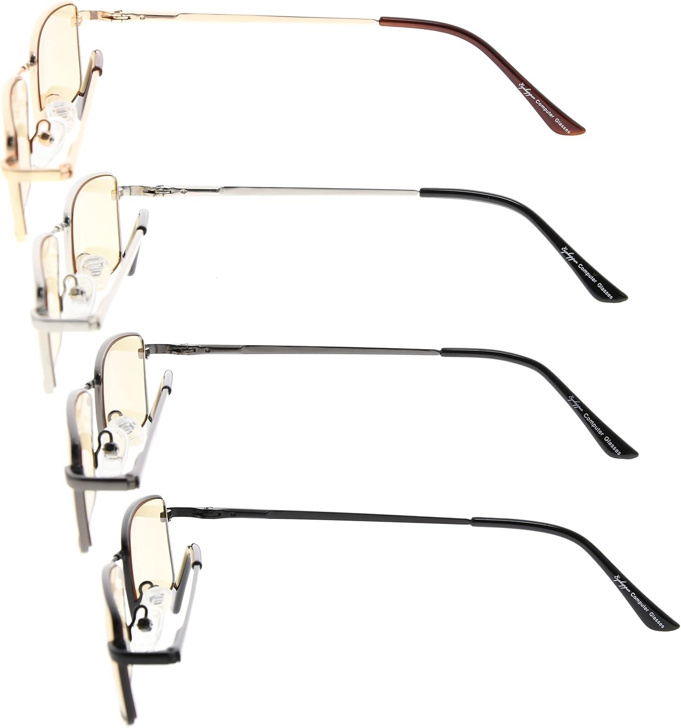 imageEyekepper 4 Pack Reading Glasses Blue Light Blocking Memory Titanium Bridge Computer ReadersBlue Light Blockingb404 Pairs