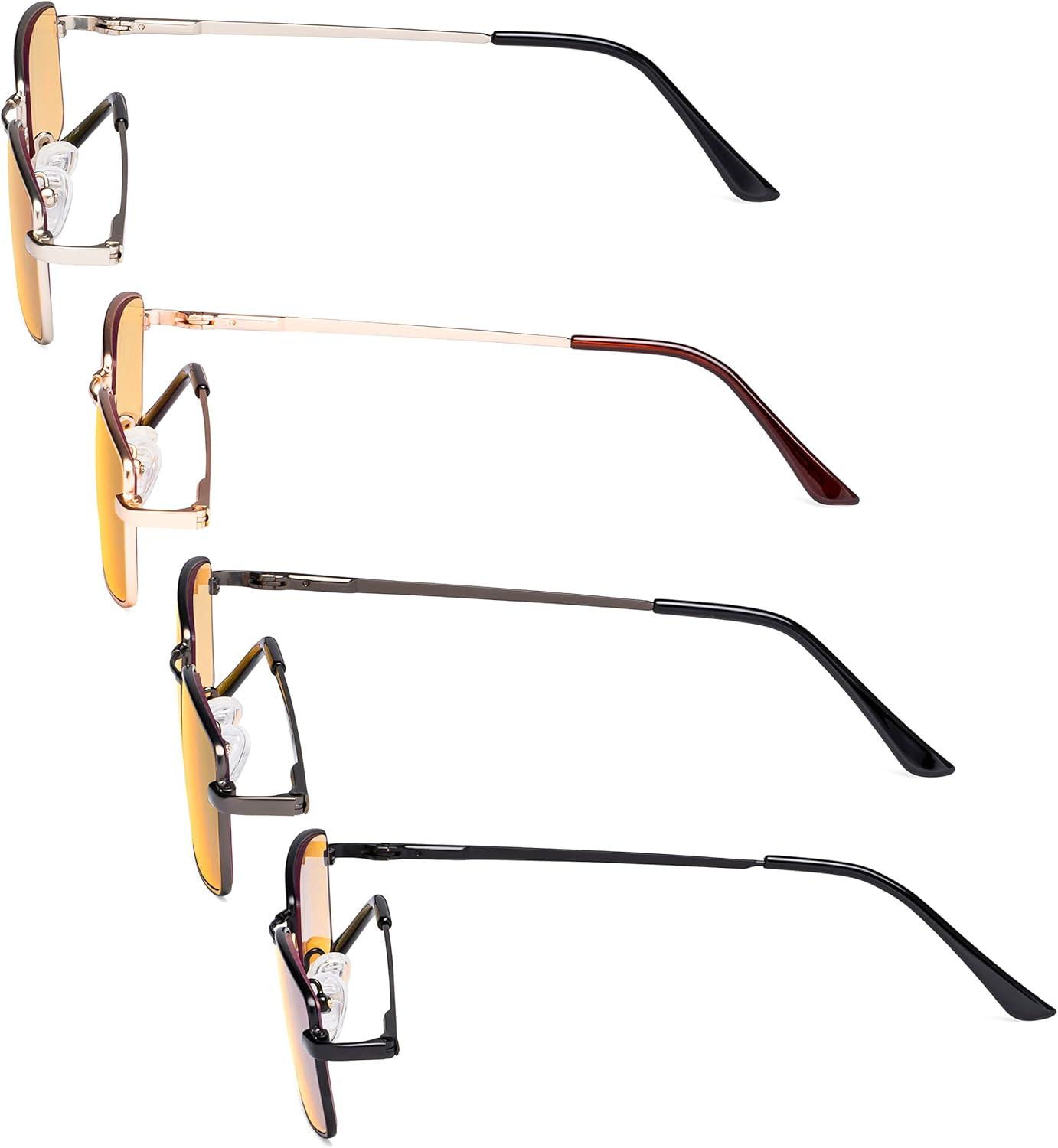 imageEyekepper 4 Pack Reading Glasses Blue Light Blocking Memory Titanium Bridge Computer ReadersBlue Light Blockingb904 Pairs