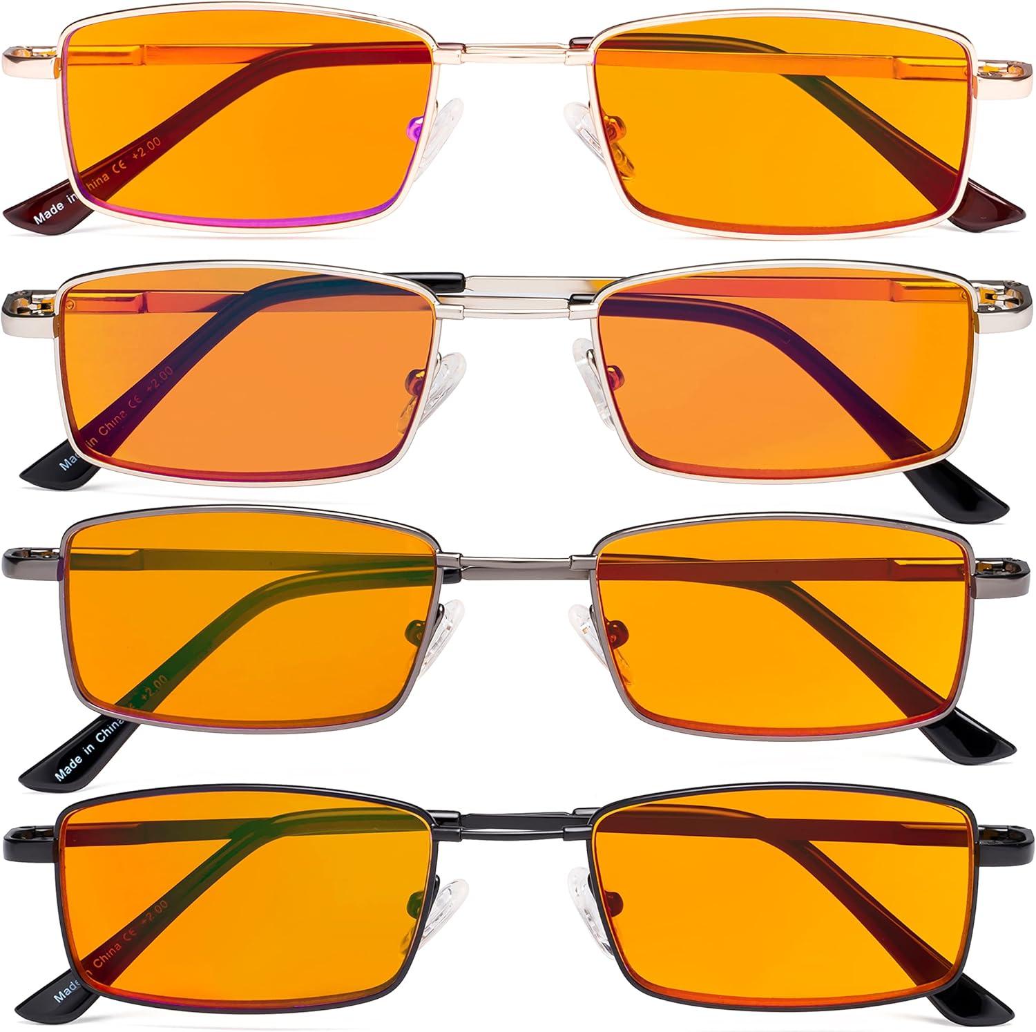 imageEyekepper 4 Pack Reading Glasses Blue Light Blocking Memory Titanium Bridge Computer ReadersBlue Light Blockingb984 Pairs