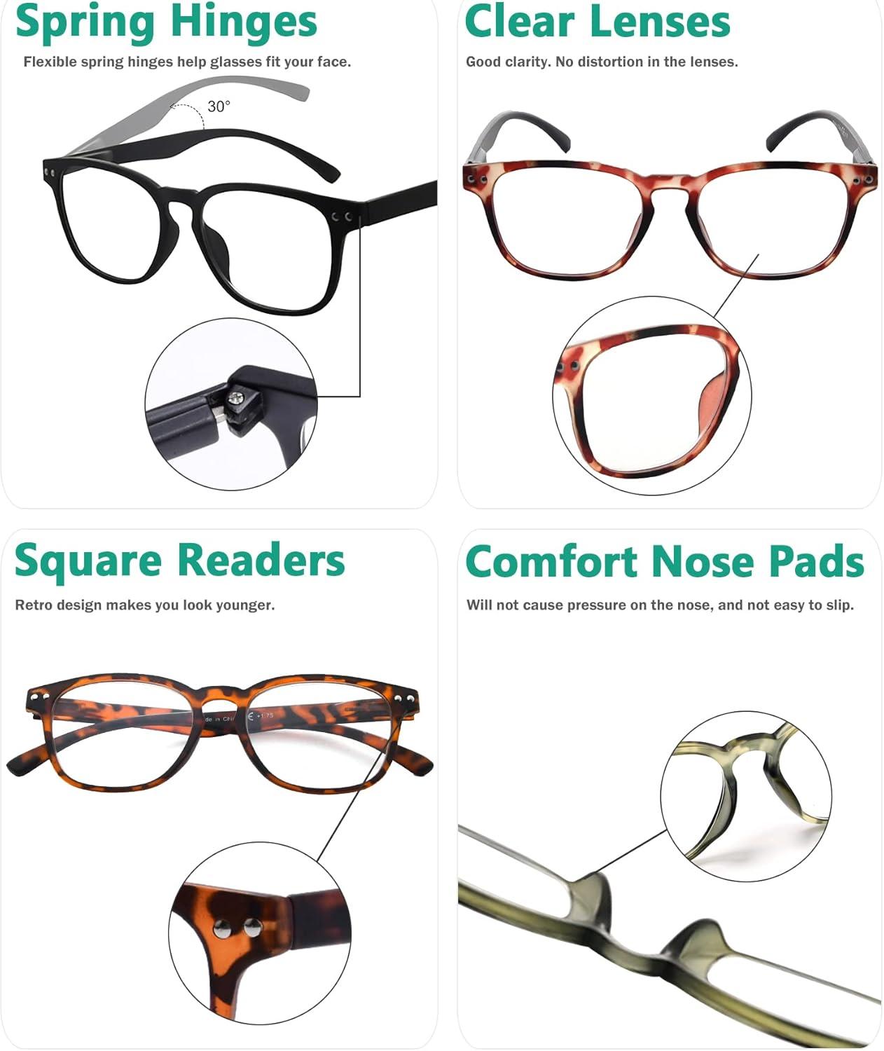 imageEyekepper 5 Pack Fashion Design Blue Light Blocking Readers for Women Computer Reading Glasses Yellow Tinted 1505 Pairs Mix