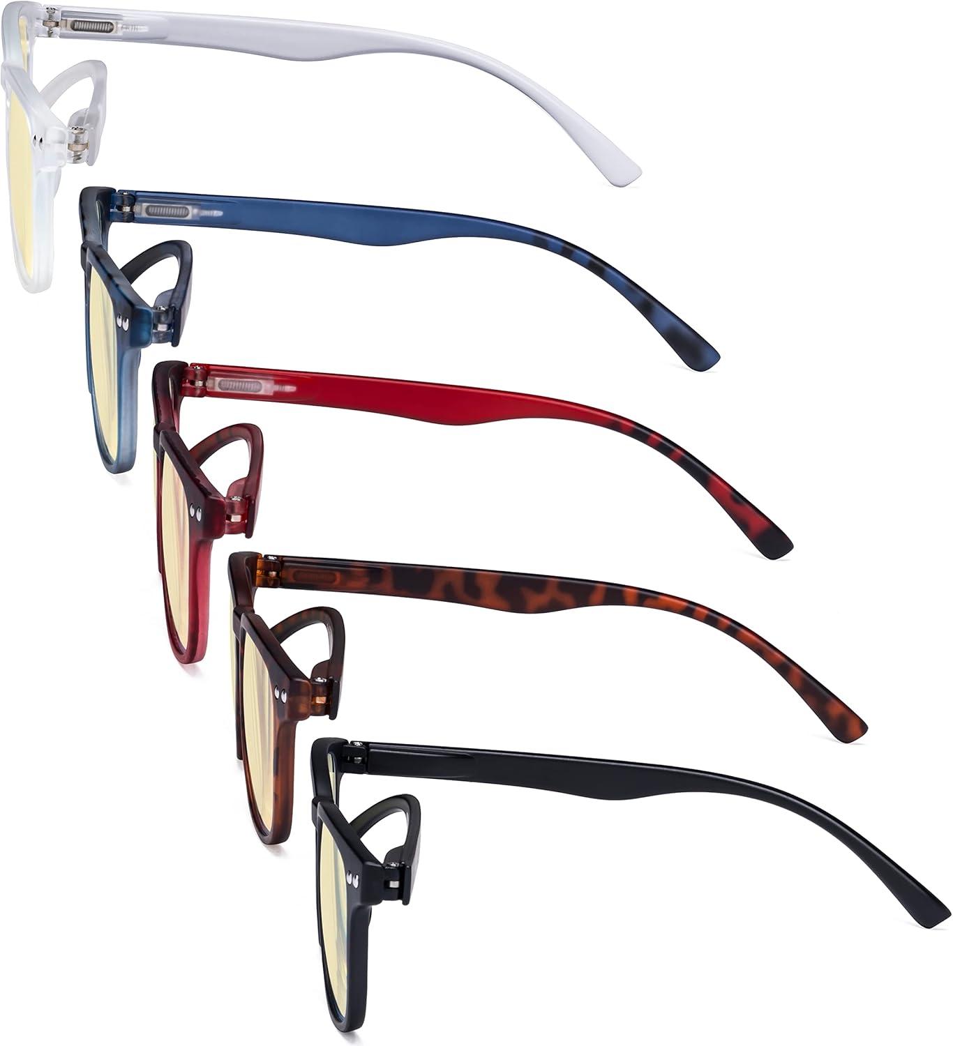 imageEyekepper 5 Pack Fashion Design Blue Light Blocking Readers for Women Computer Reading Glasses Yellow Tinted 150Blue Light Blockingb605 Pairs