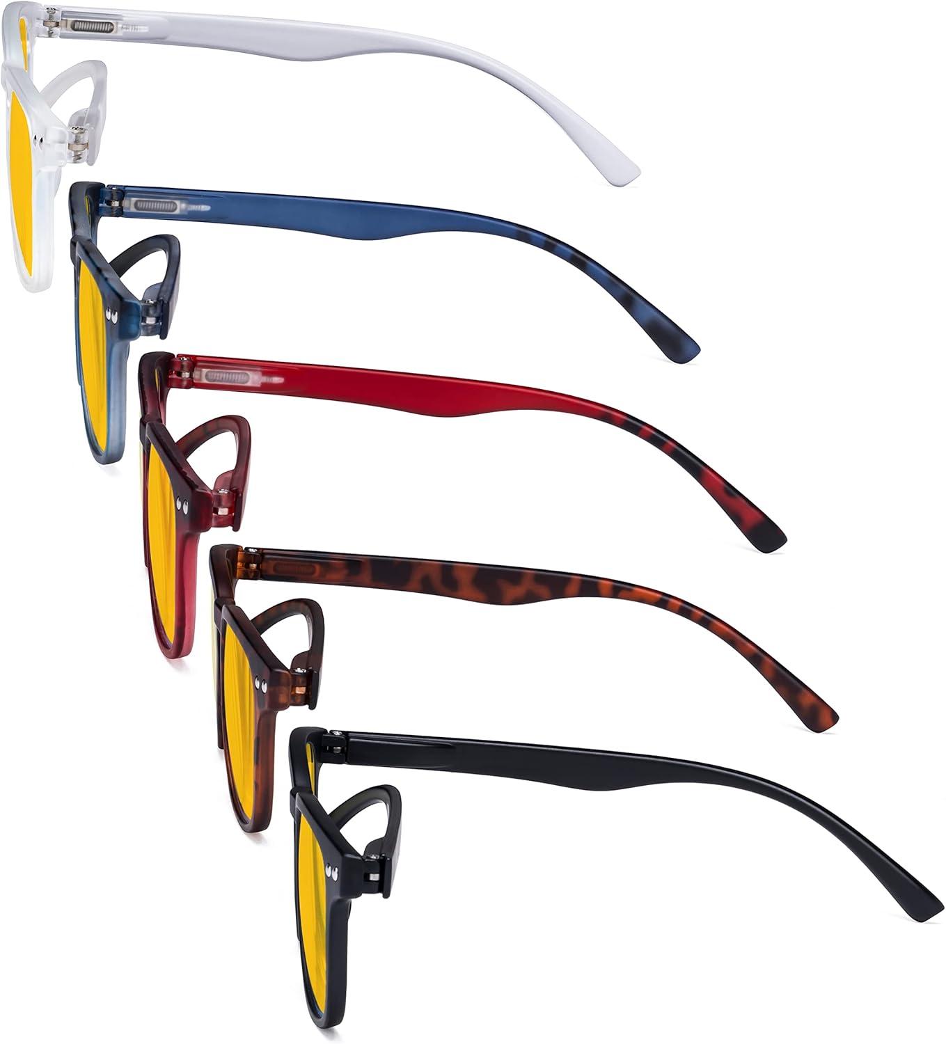 imageEyekepper 5 Pack Fashion Design Blue Light Blocking Readers for Women Computer Reading Glasses Yellow Tinted 150Blue Light Blockingb905 Pairs