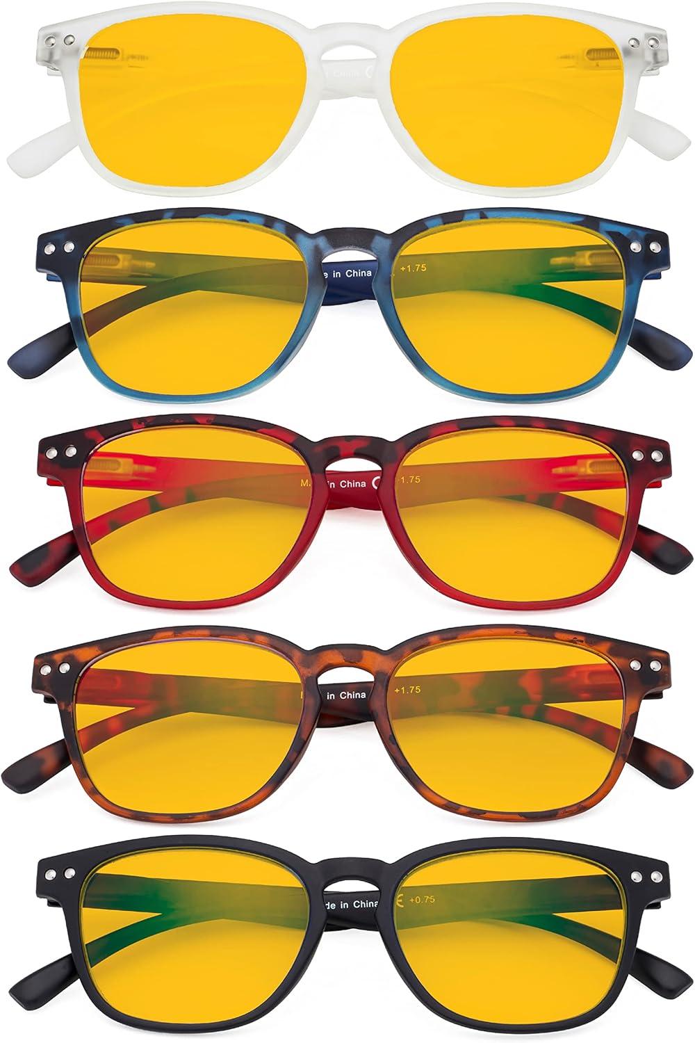imageEyekepper 5 Pack Fashion Design Blue Light Blocking Readers for Women Computer Reading Glasses Yellow Tinted 150Blue Light Blockingb905 Pairs