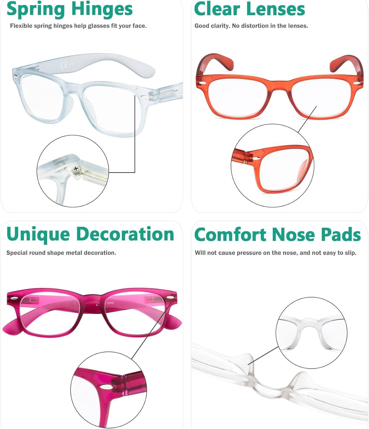 imageEyekepper 5 Pack Ladies Blue Light Blocking Readers Retro Computer Reading Glasses 1505 Pairs Mix