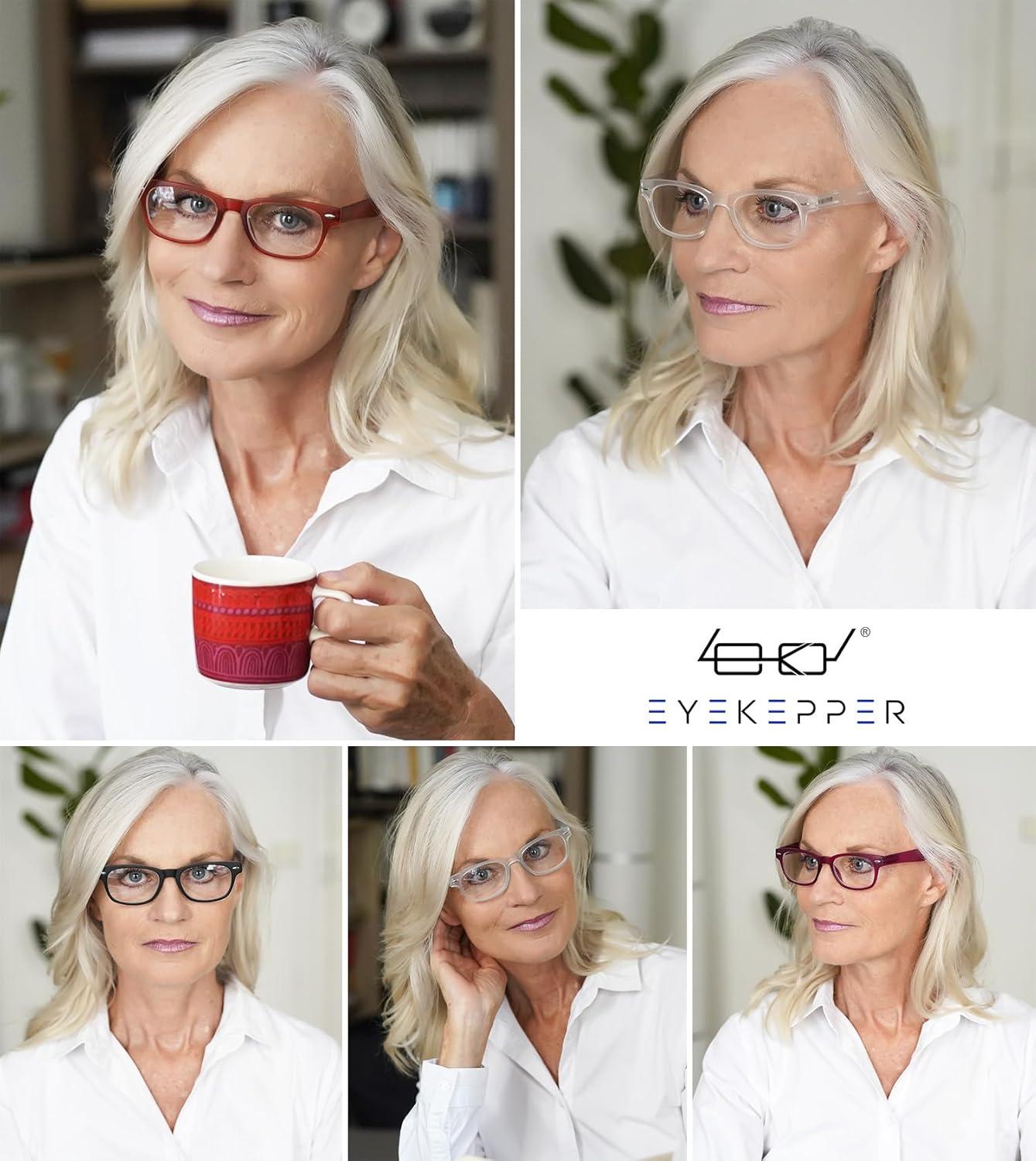 imageEyekepper 5 Pack Ladies Blue Light Blocking Readers Retro Computer Reading Glasses 1505 Pairs Mix