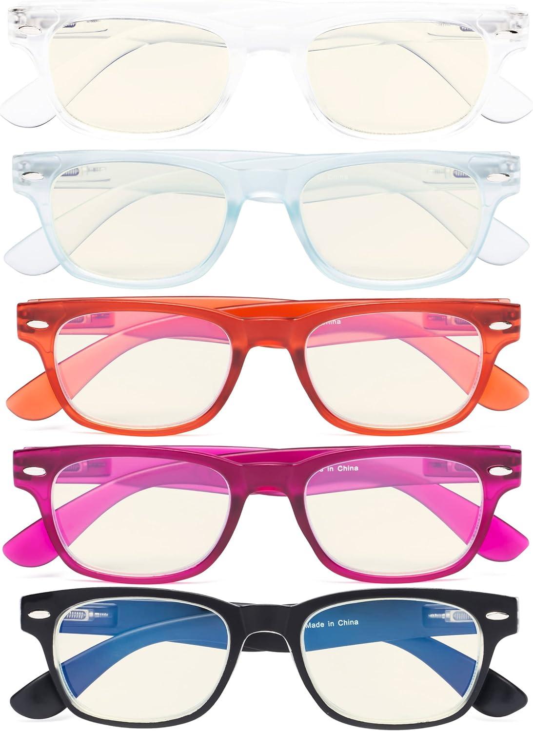 imageEyekepper 5 Pack Ladies Blue Light Blocking Readers Retro Computer Reading Glasses 150Blue Light Blockingb405 Pairs